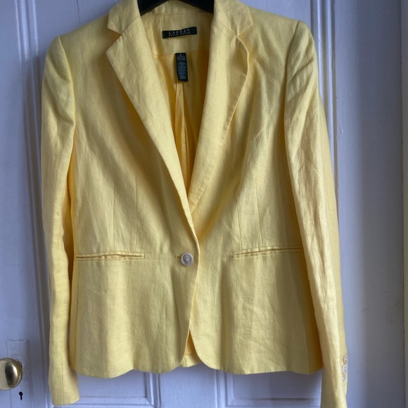 Ralph Lauren canary yellow linen jacket Sz 6 - Picture 8 of 16